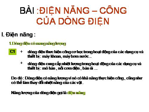 Bài 13. Điện năng - Công của dòng điện