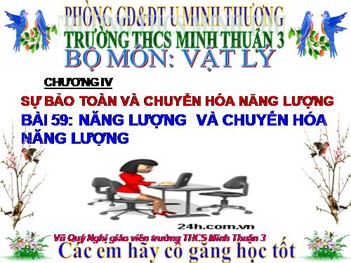 Bài 59. Năng lượng và sự chuyển hoá năng lượng