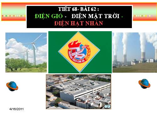 Bài 62. Điện gió - Điện mặt trời - Điện hạt nhân