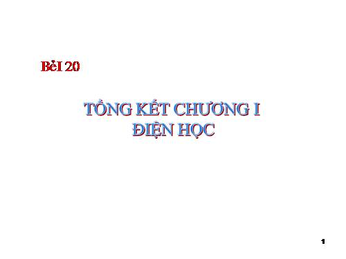 Bài 20. Tổng kết chương I: Điện học