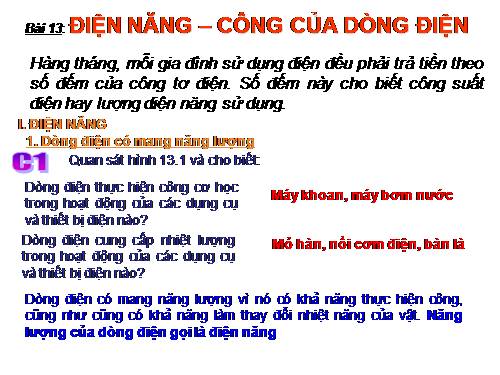 Bài 13. Điện năng - Công của dòng điện