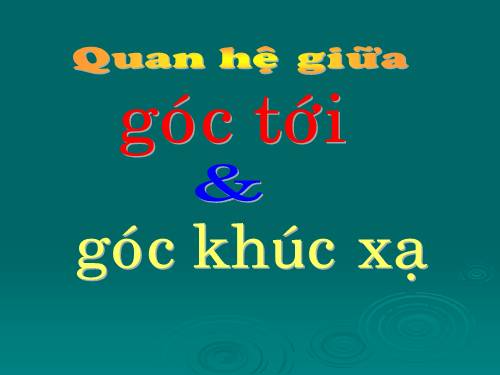 Bài 41. Quan hệ giữa góc tới và góc khúc xạ