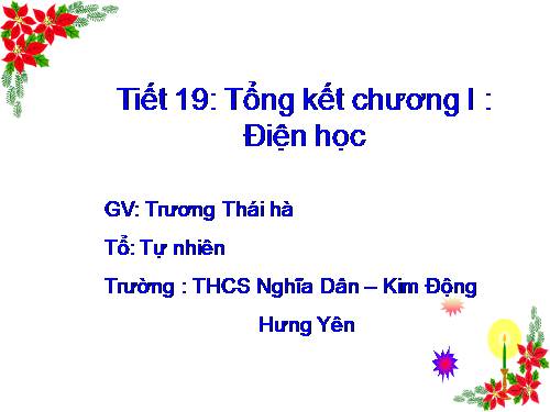 Bài 20. Tổng kết chương I: Điện học