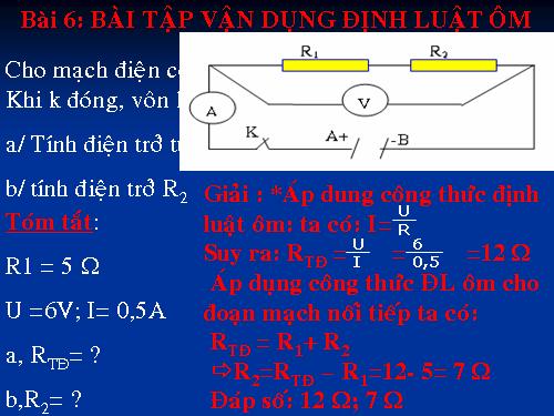 Bài 6. Bài tập vận dụng định luật Ôm