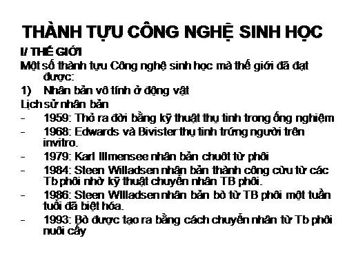 Thành tựu Công nghệ SInh học