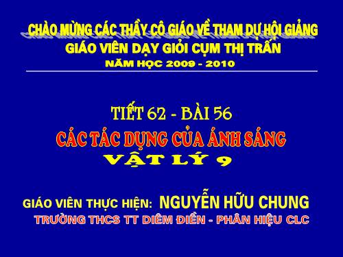 Bàl 56. Các tác dụng của ánh sáng