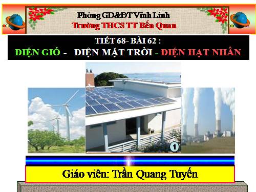 Bài 62. Điện gió - Điện mặt trời - Điện hạt nhân