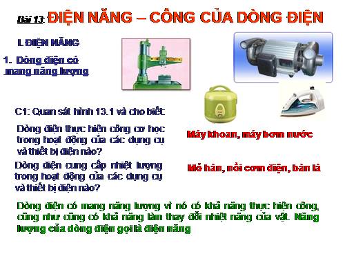 Bài 13. Điện năng - Công của dòng điện