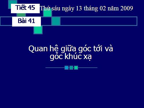 Bài 41. Quan hệ giữa góc tới và góc khúc xạ