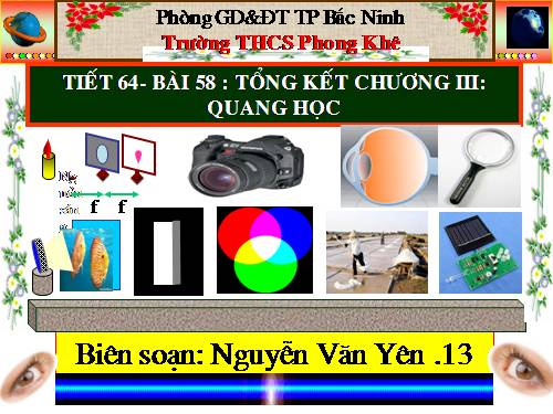 Bàl 58. Tổng kết chương III: Quang học