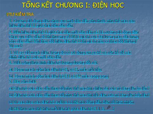 Bài 20. Tổng kết chương I: Điện học