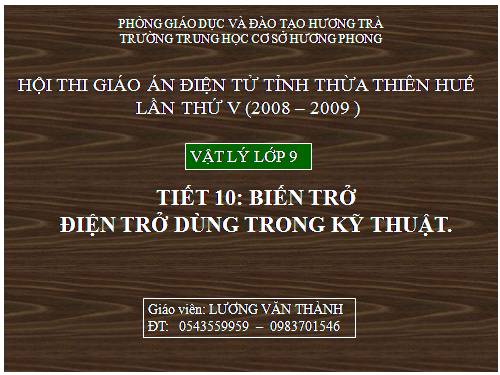 Bài 10. Biến trở - Điện trở dùng trong kĩ thuật