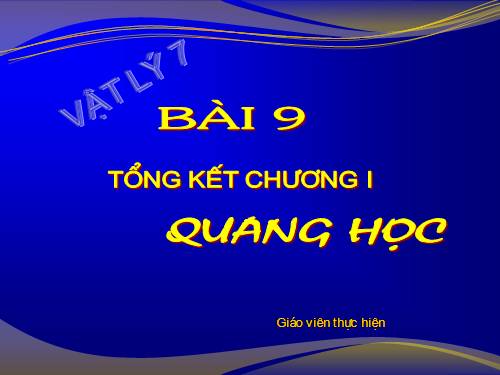 Bàl 58. Tổng kết chương III: Quang học