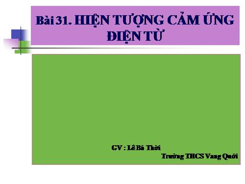 Bài 31. Hiện tượng cảm ứng điện từ