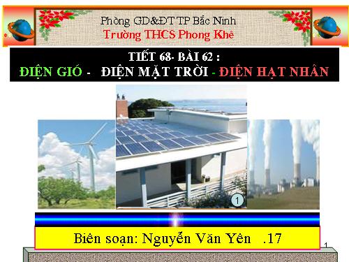 Bài 62. Điện gió - Điện mặt trời - Điện hạt nhân