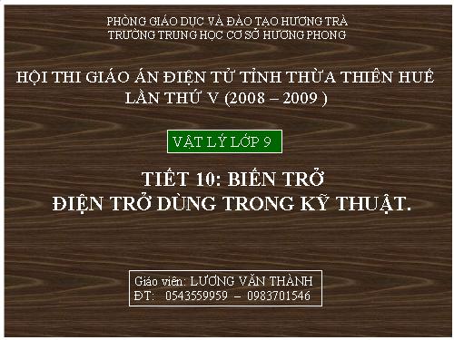 Bài 10. Biến trở - Điện trở dùng trong kĩ thuật