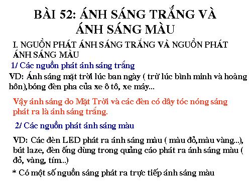 Bài 52. Ánh sáng trắng và ánh sáng màu