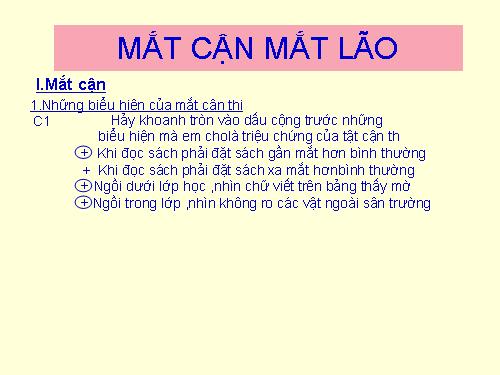 Bài 49. Mắt cận và mắt lão