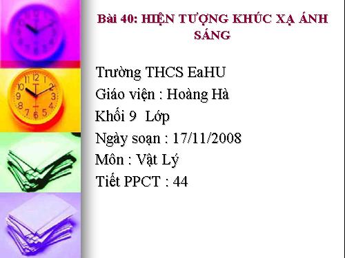 Bài 40. Hiện tượng khúc xạ ánh sáng