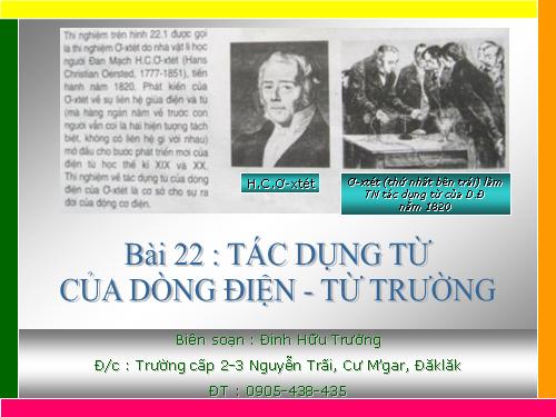 Bài 22. Tác dụng từ của dòng điện - Từ trường