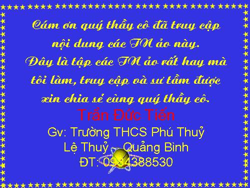 Tập các TN ảo dùng trong dạy học vật lí. Hình ảnh động, rõ nét, cực kì hiệu quả