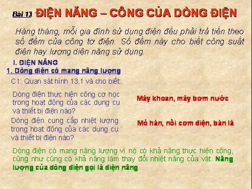 Bài 13. Điện năng - Công của dòng điện