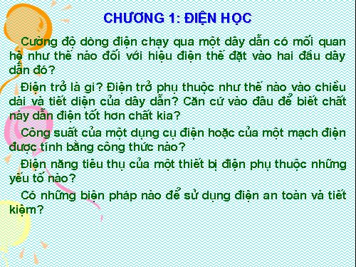 Bài 1. Sự phụ thuộc của cường độ dòng điện vào hiệu điện thế giữa hai đầu dây dẫn