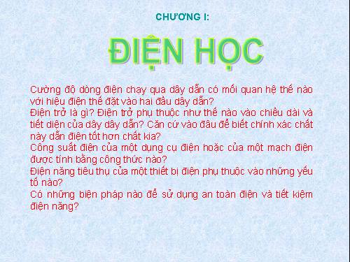 Bài 1. Sự phụ thuộc của cường độ dòng điện vào hiệu điện thế giữa hai đầu dây dẫn