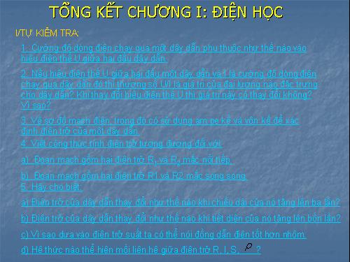 Bài 20. Tổng kết chương I: Điện học