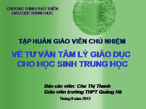 Chương I - Chức năng tư vấn học đường của GVCN