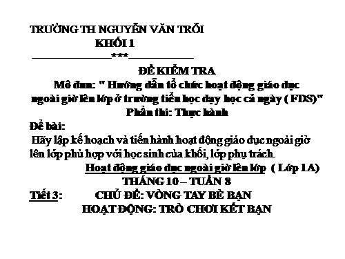 Hoạt đọng ngoài giờ lên lớp: Tháng 3