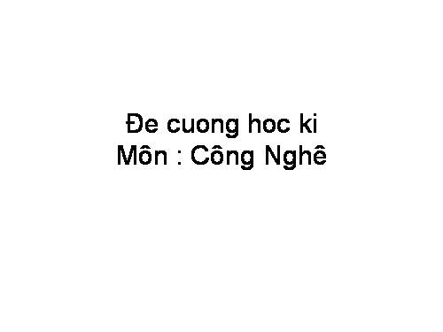 Môn Công Nghệ