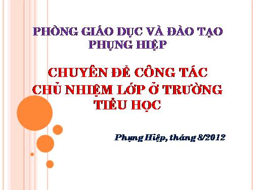 Chuyên đề công tác chủ nhiệm lớp