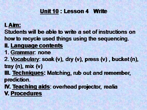 Unit 10-Write-GV Chương