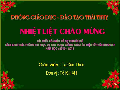 chuyên đề: khai thác tư liệu trên interet phuc vụ cho soạn giảng giáo án điện tử