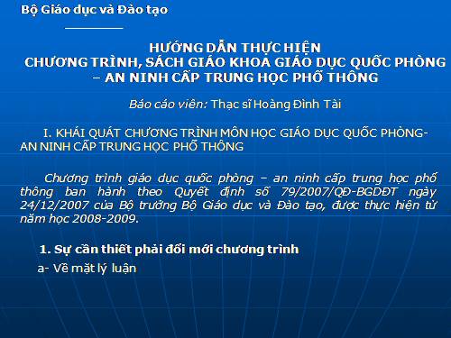 HƯỚNG DẪN CHƯƠNG TRÌNH THAY SGK