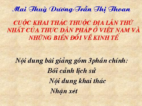 cuoc khai thac thuoc dia lan thu nhat o V