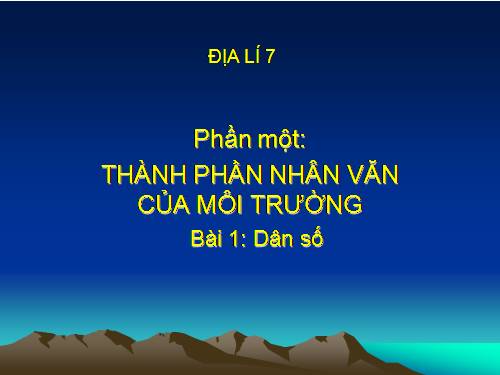 Bài 1. Dân số