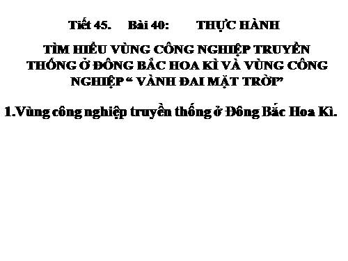 Bài 40. Thực hành: Tìm hiểu vùng công nghiệp truyền thống ở Đông Bắc Hoa Kì và vùng công nghiệp Vành đai Mặt Trời