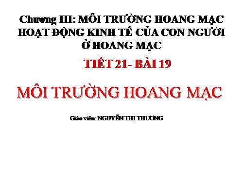 Bài 19. Môi trường hoang mạc