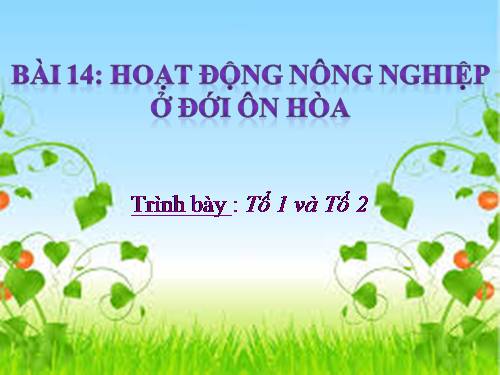 Bài 14. Hoạt động nông nghiệp ở đới ôn hòa