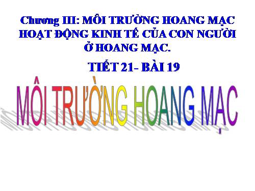 Bài 19. Môi trường hoang mạc