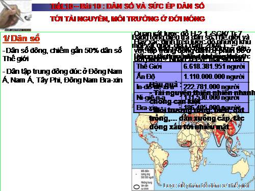 Bài 10. Dân số và sức ép dân số tới tài nguyên, môi trường ở đới nóng