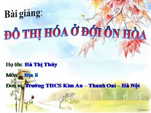 Bài 16. Đô thị hóa ở đới ôn hòa