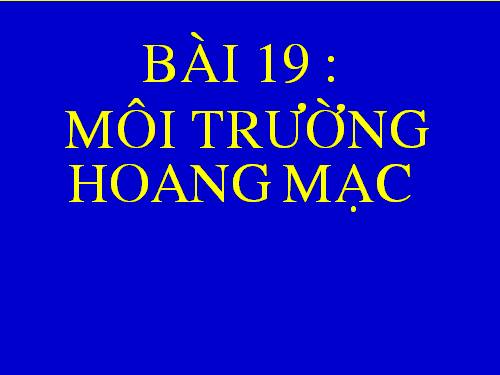 Bài 19. Môi trường hoang mạc