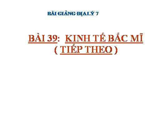 Bài 39. Kinh tế Bắc Mĩ (Tiếp theo)