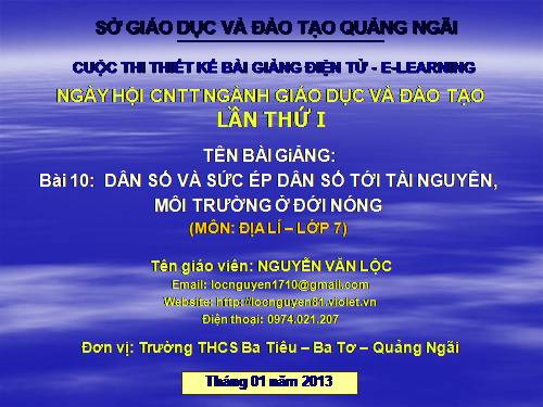 Bài 10. Dân số và sức ép dân số tới tài nguyên, môi trường ở đới nóng