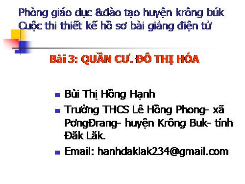 Bài 3. Quần cư. Đô thị hóa