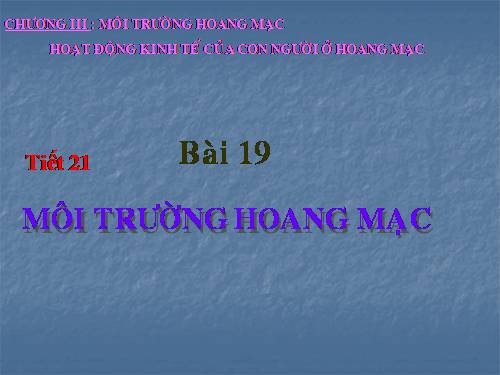 Bài 19. Môi trường hoang mạc