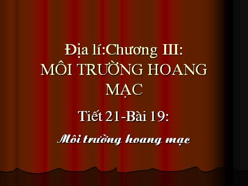 Bài 19. Môi trường hoang mạc